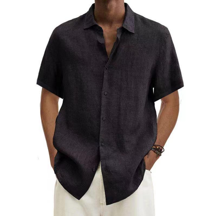Chemise homme été, manches courtes, coton léger.  Style décontracté, coupe moderne.  Confort optimal.