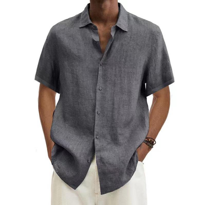 Chemise homme été, manches courtes, coton léger.  Style décontracté, coupe moderne.  Confort optimal.