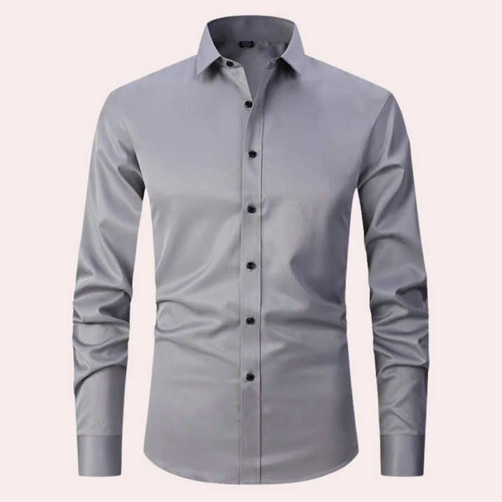 Chemise homme extensible, coupe élégante, tissu confortable.  Idéale pour le bureau ou les sorties.