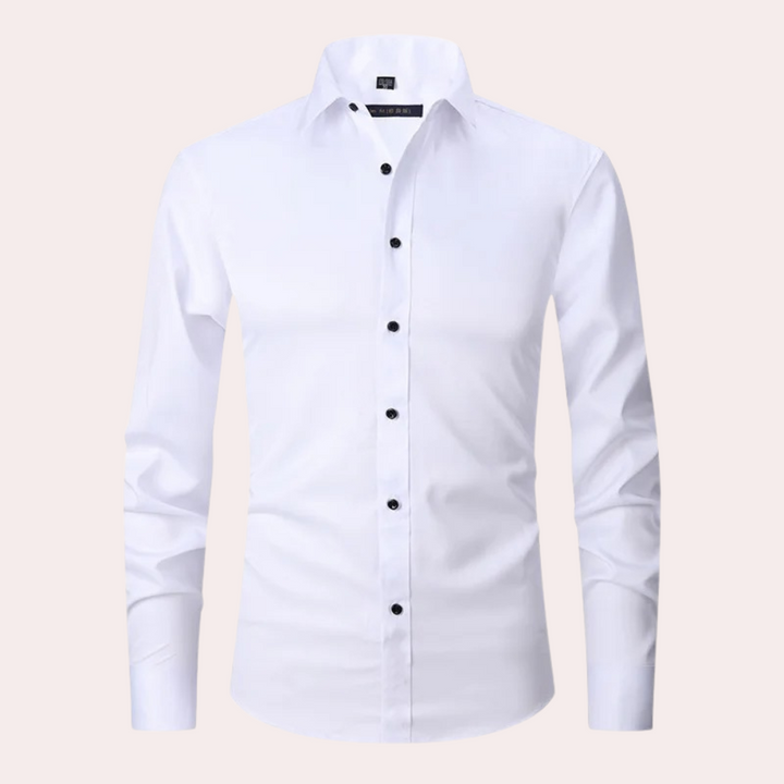 Chemise homme extensible, coupe élégante, tissu confortable.  Idéale pour le bureau ou les sorties.