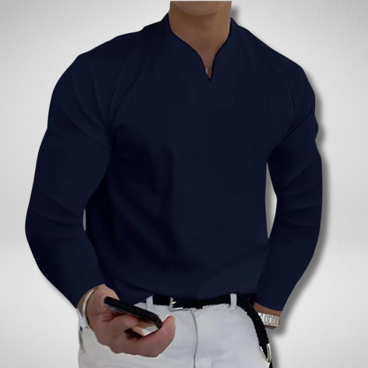 Chemise Franky décontractée homme, col V, anti-transpiration. Idéale pour un style moderne et un confort optimal.