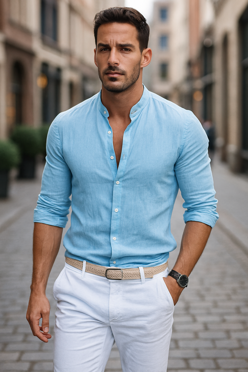 Chemise homme polyvalente style décontracté chic. Idéale pour la mode automne, confort et élégance.