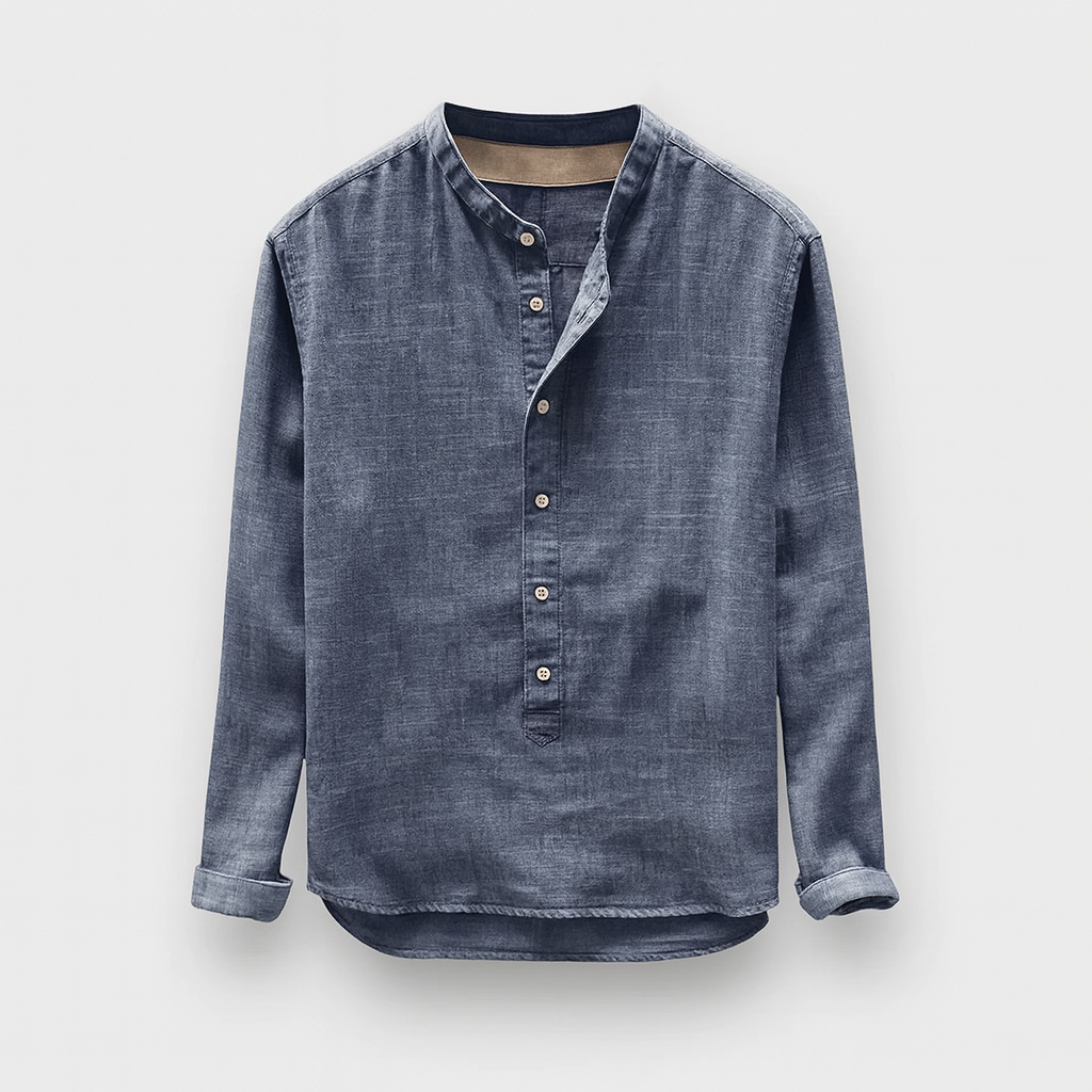 Chemise homme élégante et polyvalente à manches longues, idéale pour le bureau ou une tenue décontractée chic printemps/été.