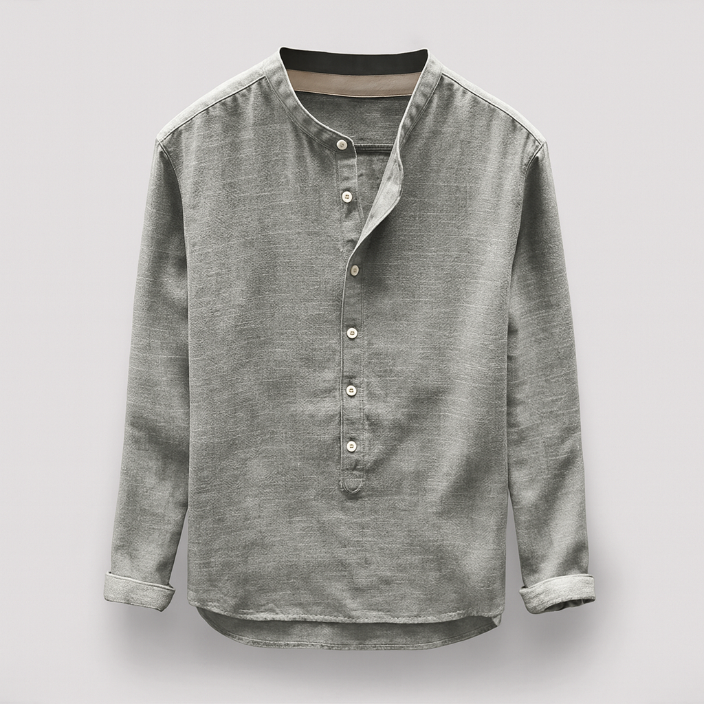 Chemise homme confortable à manches longues, parfaite pour les journées de printemps et d'été, style décontracté chic.