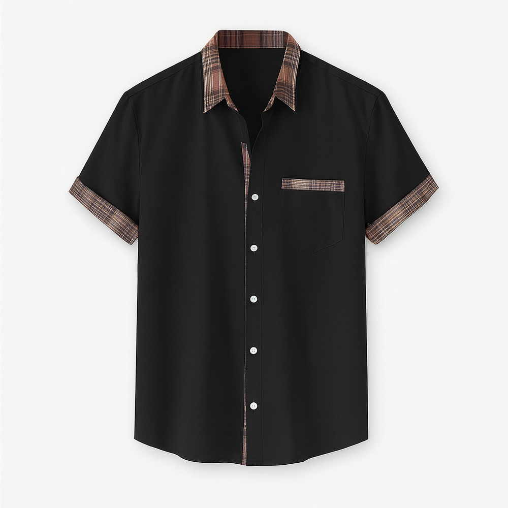 Chemise d'été confortable pour homme, à manches courtes, parfaite pour un look moderne et détendu.
