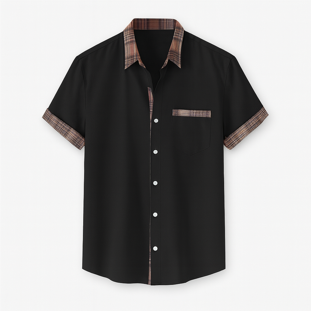 Chemise d'été confortable pour homme, à manches courtes, parfaite pour un look moderne et détendu.