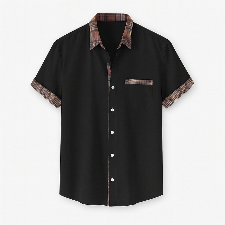 Chemise d'été confortable pour homme, à manches courtes, parfaite pour un look moderne et détendu.