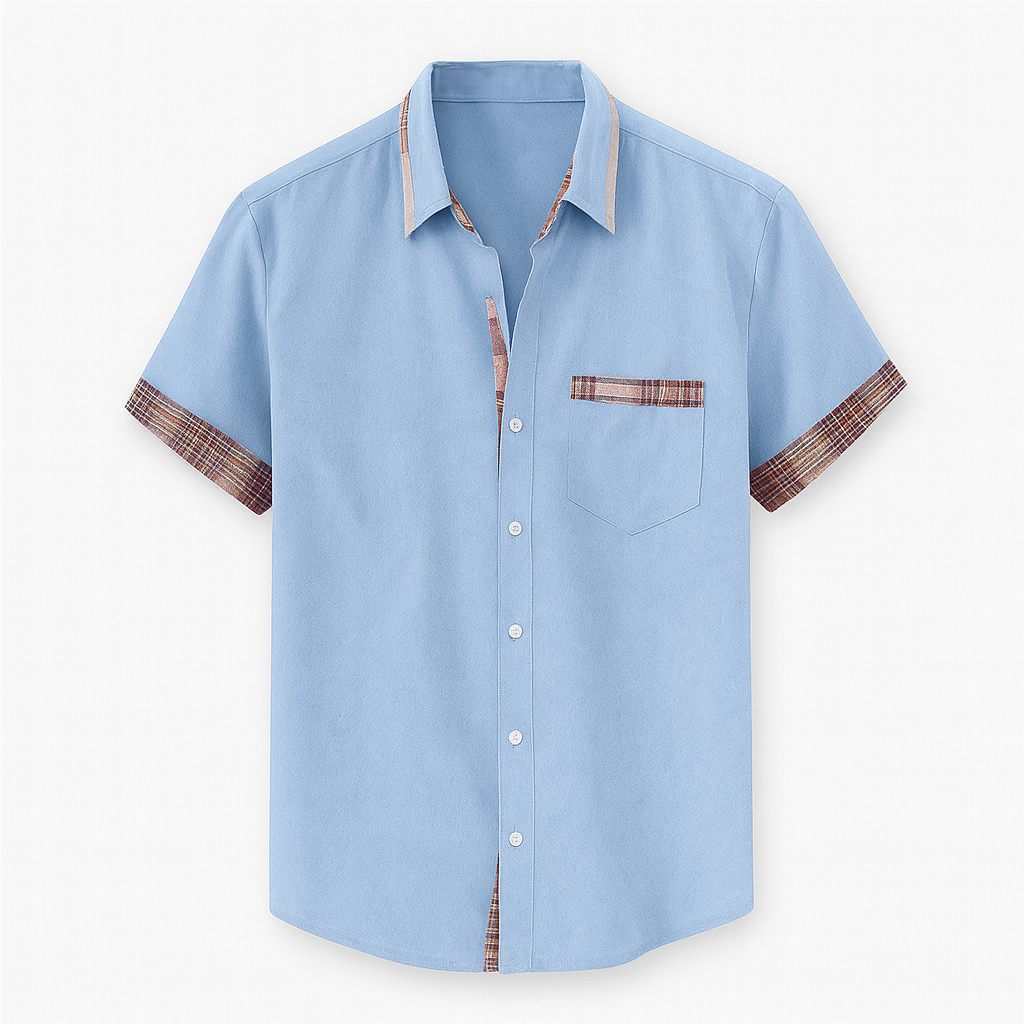 Chemise confortable homme manches courtes, tissu léger et respirant pour le style estival élégant.