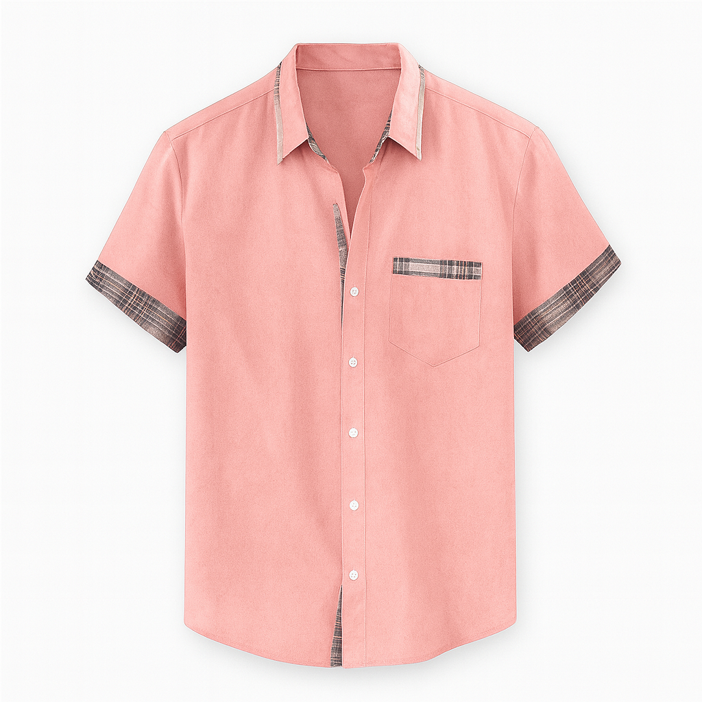 Chemise homme moderne à manches courtes, coupe élégante, idéale pour un look soigné et décontracté.