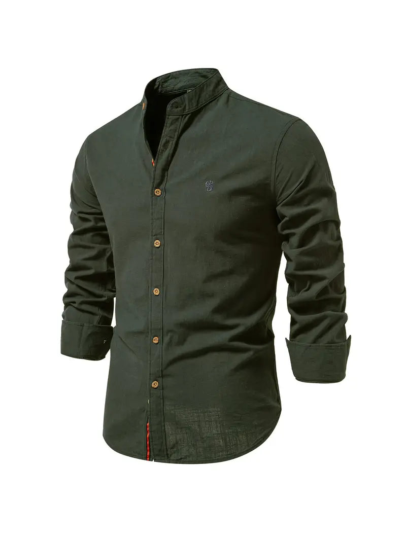Chemise homme élégante à manches longues, boutonnée, idéale pour le printemps. Style décontracté chic et respirant.