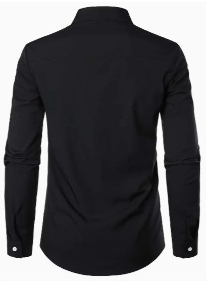 Chemise homme mode en tissu doux, manches longues et détails contrastés, pour un confort et style inégalés.
