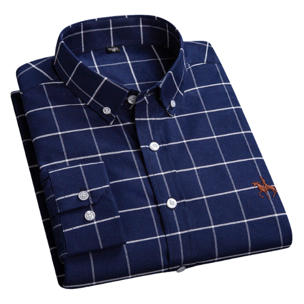 Chemise homme professionnelle à manches longues, coupe ajustée, pour un look élégant et soigné au bureau.