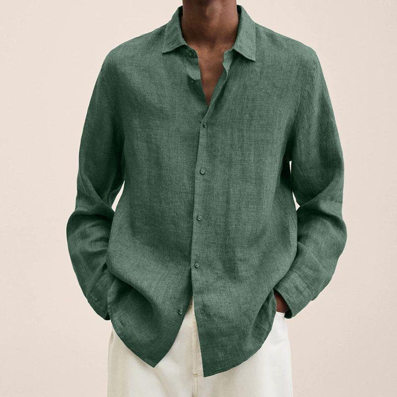 Chemise homme manches longues en lin.  Coupe élégante et respirante, idéale pour l'été.