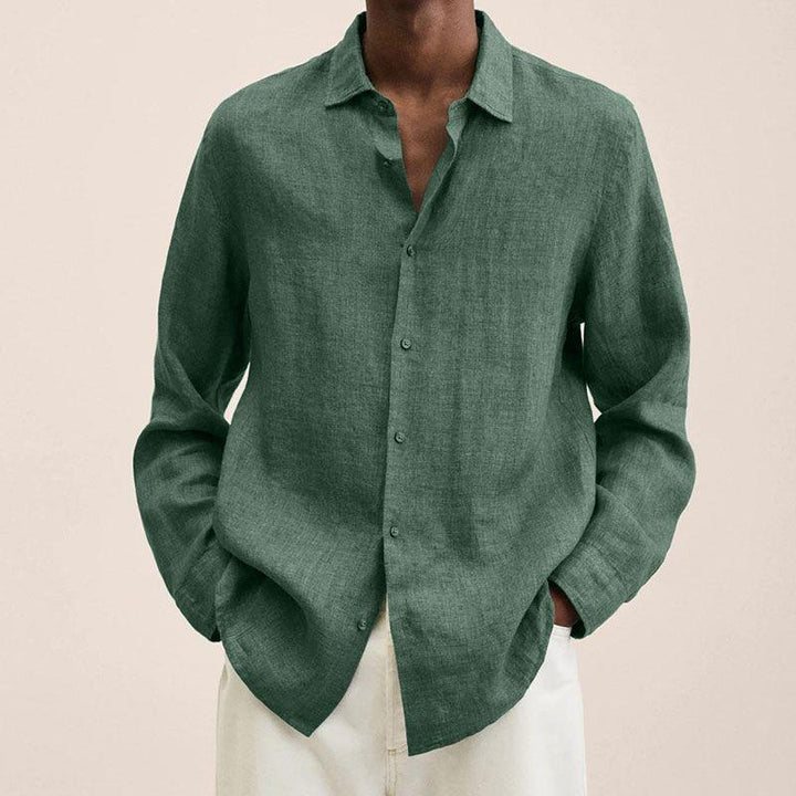 Chemise homme manches longues en lin.  Coupe élégante et respirante, idéale pour l'été.