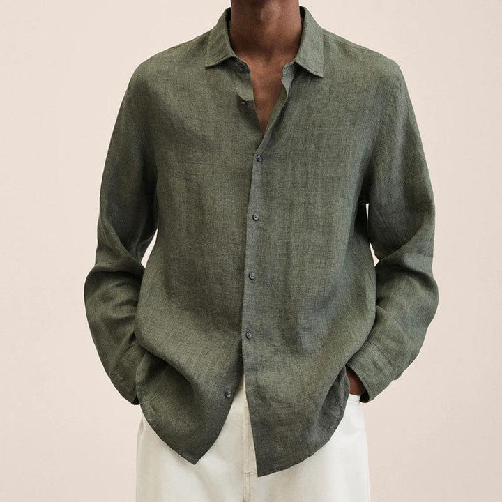 Chemise homme manches longues en lin.  Coupe élégante et respirante, idéale pour l'été.