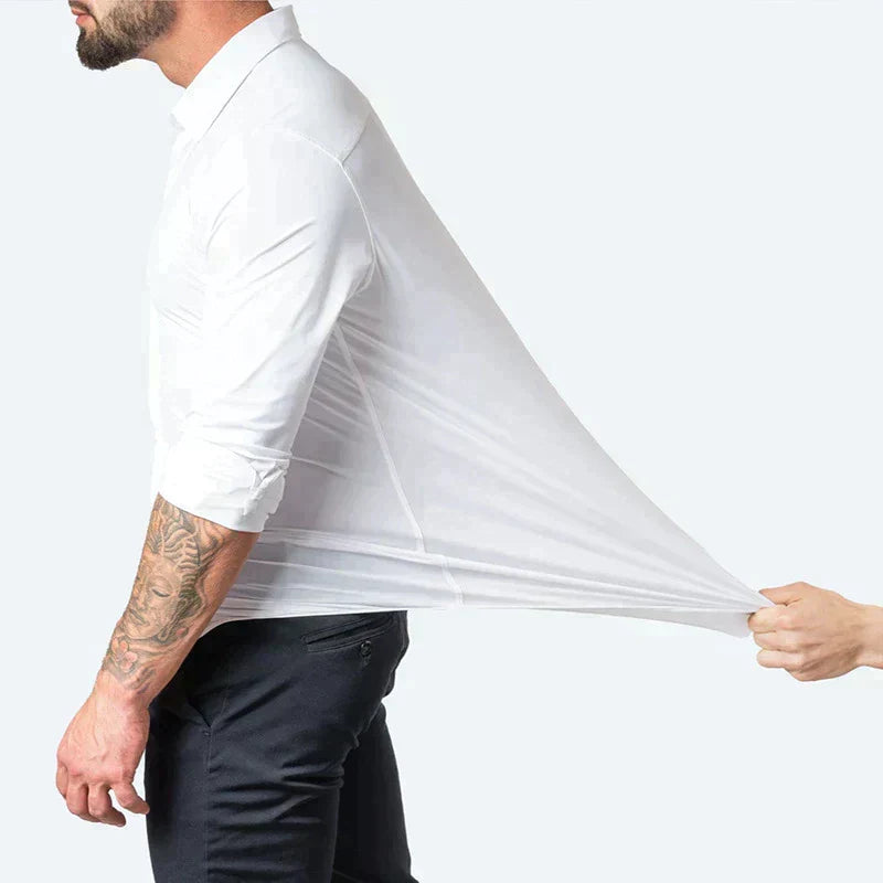 Chemise homme manches longues, extensible, confort et style.  Coupe élégante, idéale pour toutes occasions.