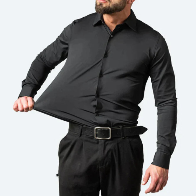 Chemise homme manches longues, extensible, confort et style.  Coupe élégante, idéale pour toutes occasions.