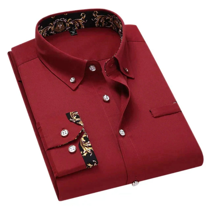 "Chemise homme moderne, manches longues, coupe ajustée, détails raffinés, idéale bureau et sorties décontractées"