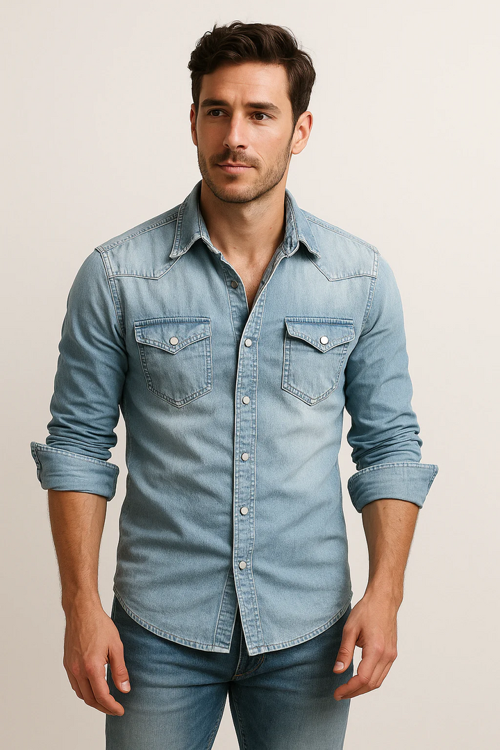 Chemise noire homme slim fit à manches longues, polyvalente et raffinée pour un usage professionnel ou festif.