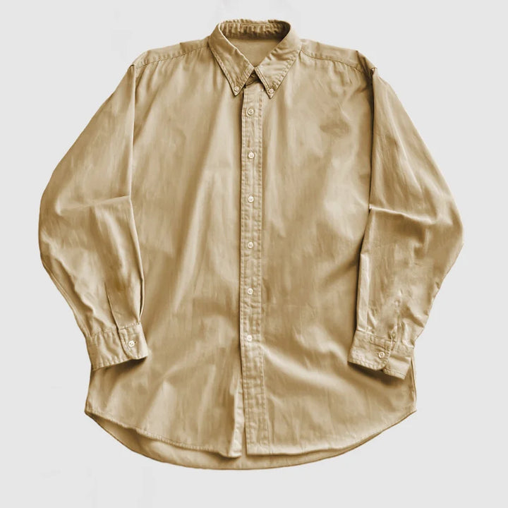 "Chemise homme vintage délavée, manches longues, style rétro, élégante et confortable."