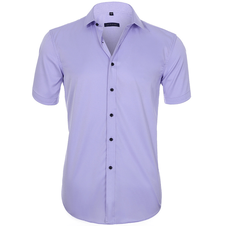 "Chemise infroissable élastique homme, blanche, manches longues, légère, respirante pour confort optimal."
