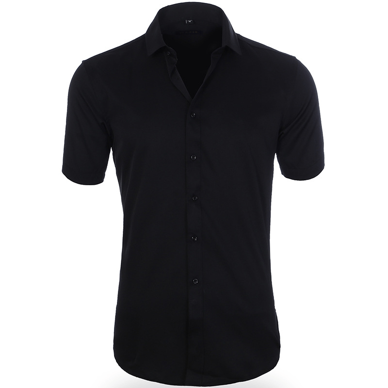 "Chemise infroissable élastique homme, blanche, manches longues, légère, respirante pour confort optimal."