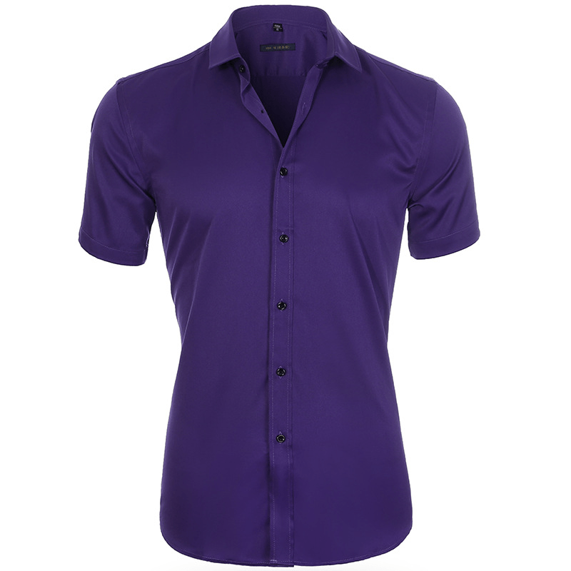 "Chemise infroissable élastique homme, blanche, manches longues, légère, respirante pour confort optimal."