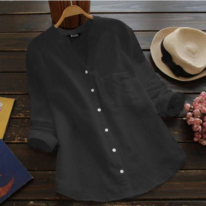 Chemise lin coton femme, coupe décontractée, style élégant.  Texture naturelle, idéale été.