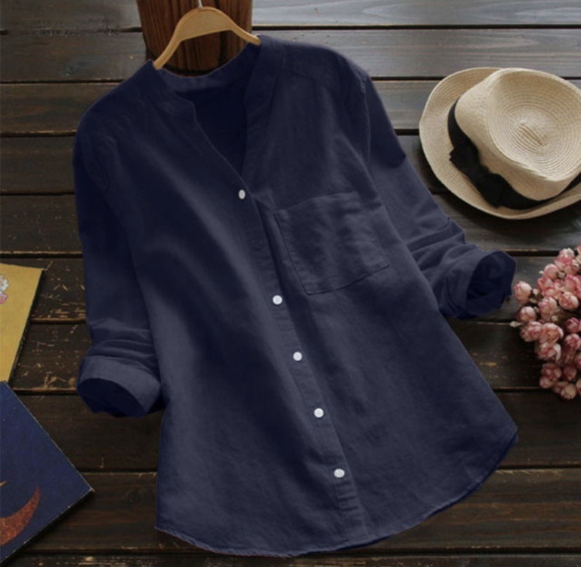 Chemise lin coton femme, coupe décontractée, style élégant.  Texture naturelle, idéale été.