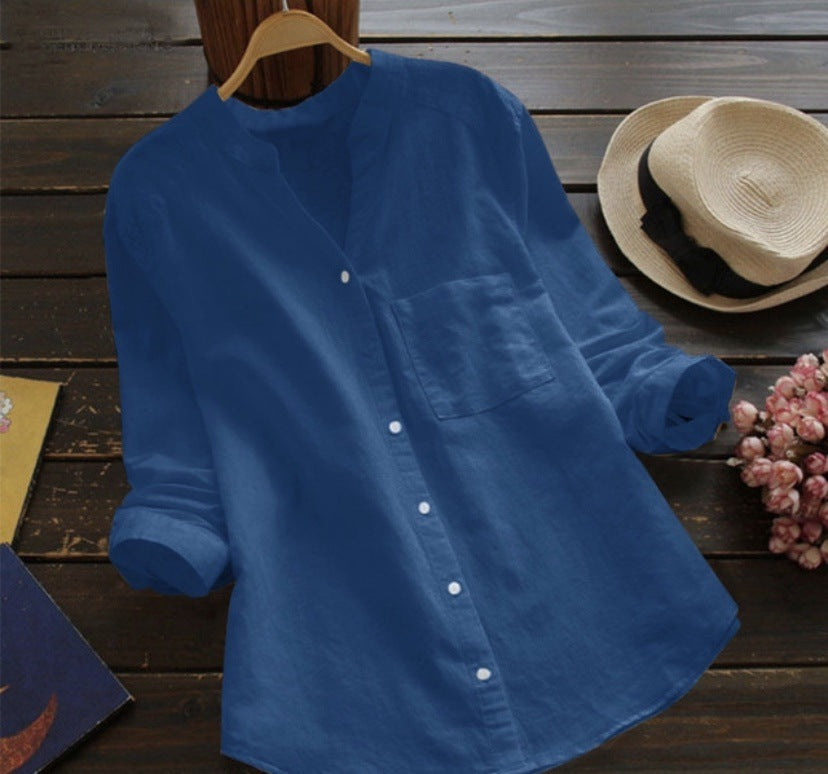 Chemise lin coton femme, coupe décontractée, style élégant.  Texture naturelle, idéale été.