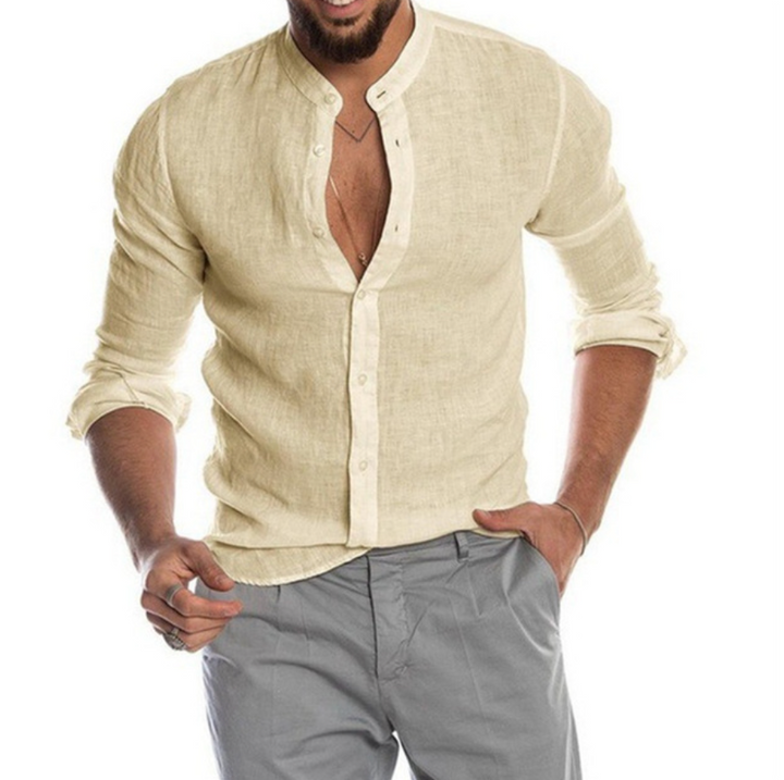 Chemise lin homme, coupe élégante et légère, idéale pour l'été.  Tissu respirant, parfait pour les journées chaudes.
