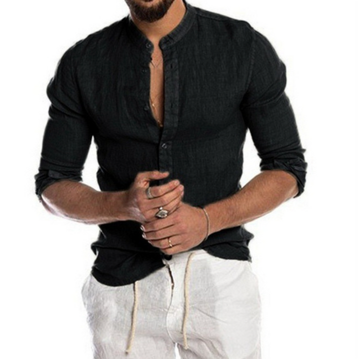 Chemise lin homme, coupe élégante et légère, idéale pour l'été.  Tissu respirant, parfait pour les journées chaudes.