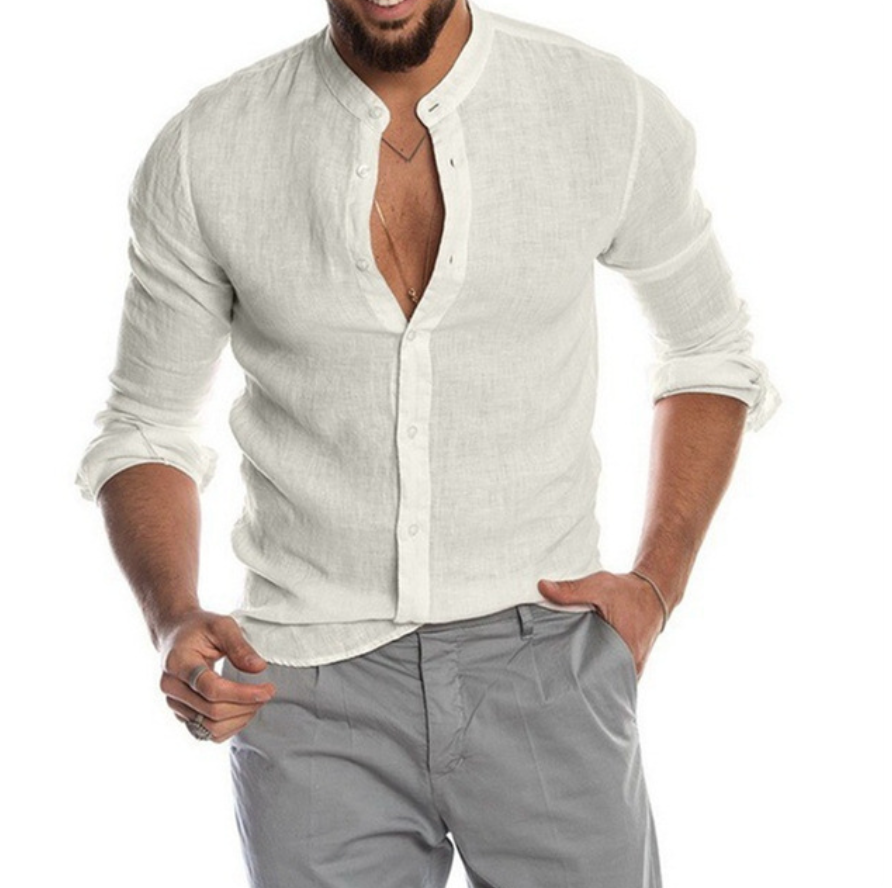 Chemise lin homme, coupe élégante et légère, idéale pour l'été.  Tissu respirant, parfait pour les journées chaudes.