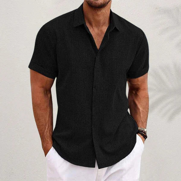 Chemise lin homme été, coupe décontractée.  Tissu léger et respirant, idéale pour les journées chaudes.