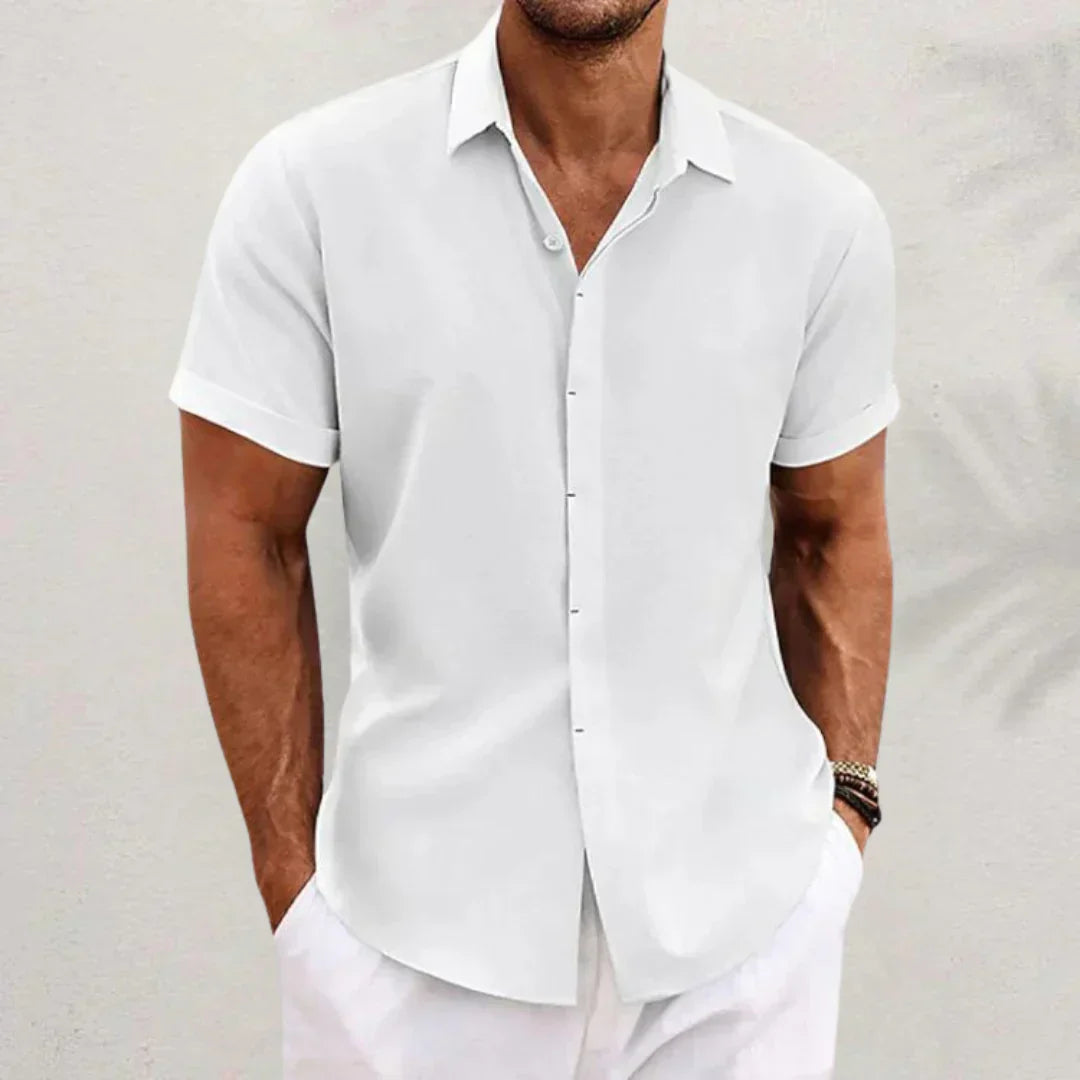 Chemise lin homme été, coupe décontractée.  Tissu léger et respirant, idéale pour les journées chaudes.