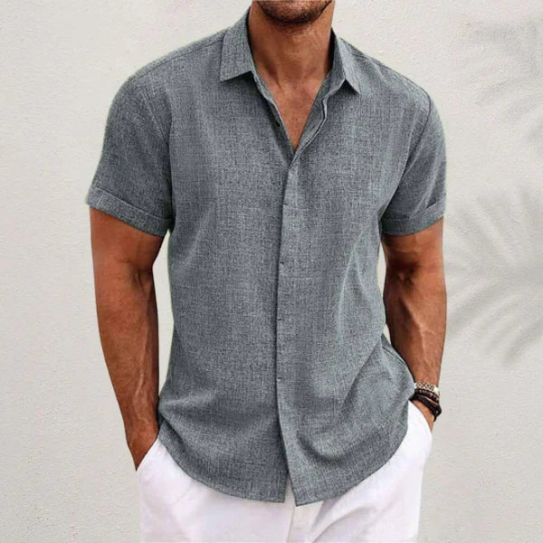 Chemise lin homme été, coupe décontractée.  Tissu léger et respirant, idéale pour les journées chaudes.