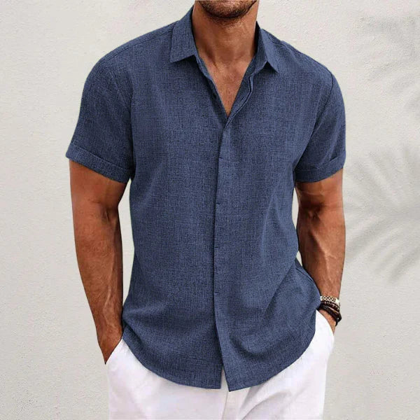 Chemise lin homme été, coupe décontractée.  Tissu léger et respirant, idéale pour les journées chaudes.