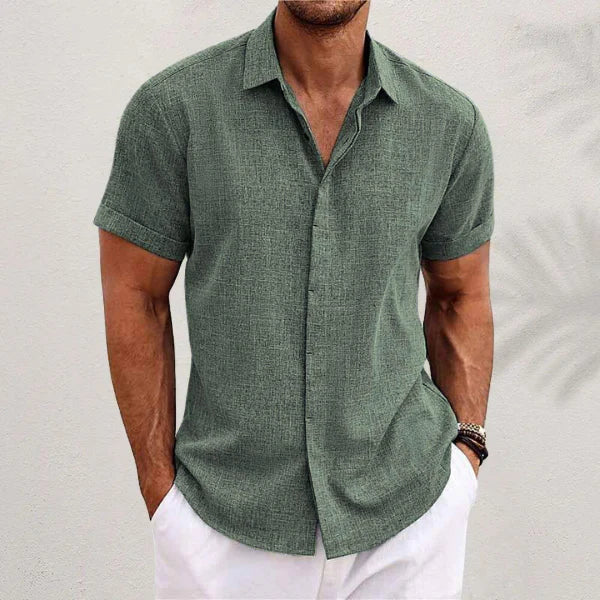 Chemise lin homme été, coupe décontractée.  Tissu léger et respirant, idéale pour les journées chaudes.