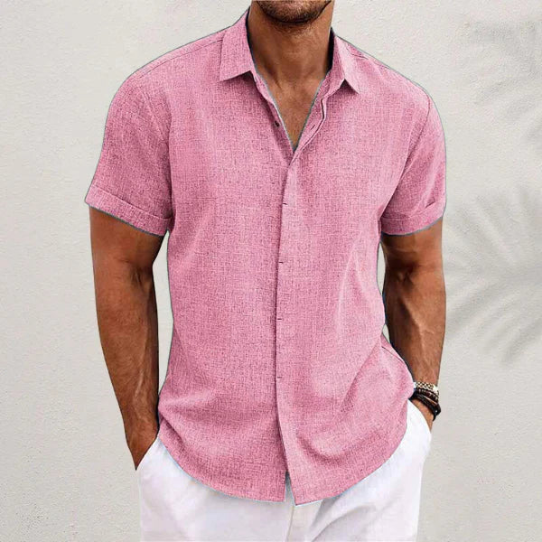 Chemise lin homme été, coupe décontractée.  Tissu léger et respirant, idéale pour les journées chaudes.