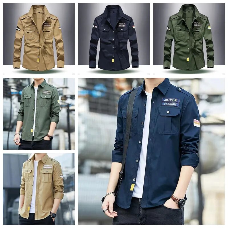 Chemise homme manches longues polyvalente, style Ranger élégant, pour un look robuste et pratique.