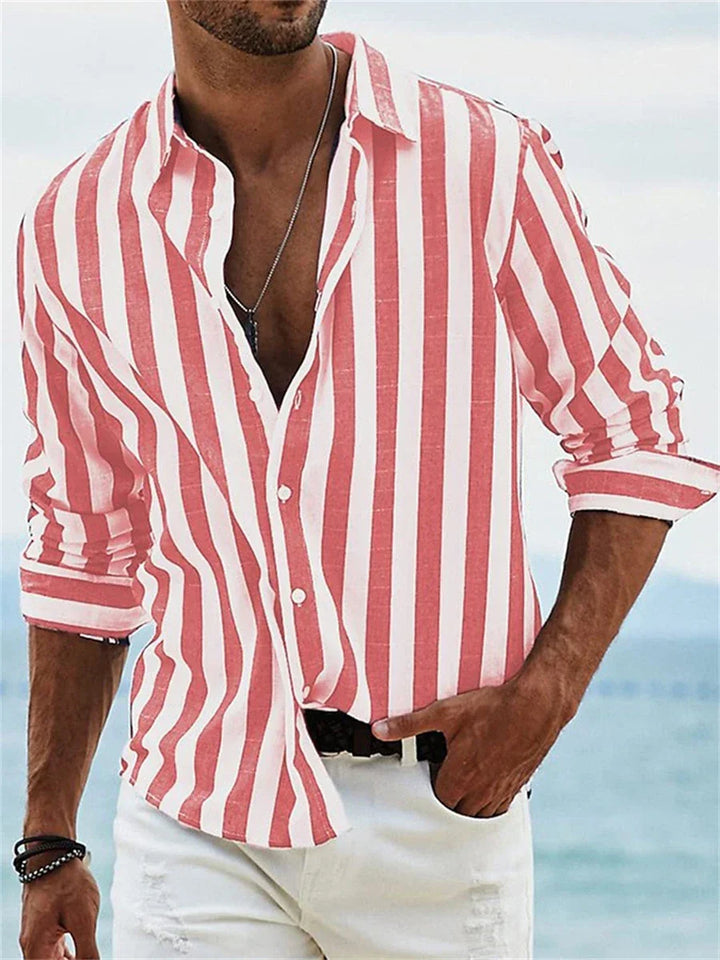 Chemise homme rayée légère. Confort estival et élégance décontractée pour la mode printemps-été.