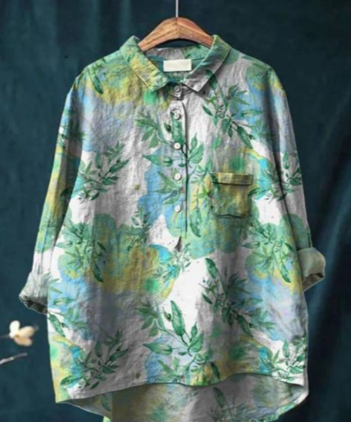 Chemise soie, imprimé floral, coupe flatteuse,  élégante et confortable.