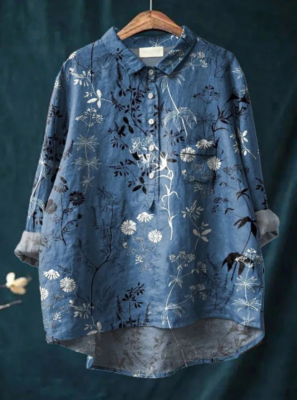 Chemise soie, imprimé floral, coupe flatteuse,  élégante et confortable.