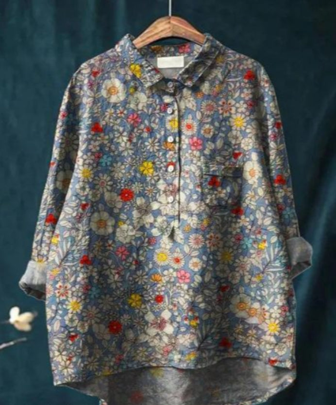 Chemise soie, imprimé floral, coupe flatteuse,  élégante et confortable.
