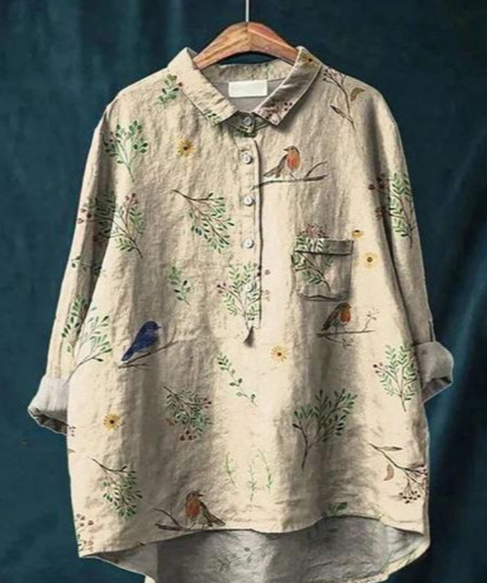 Chemise soie, imprimé floral, coupe flatteuse,  élégante et confortable.