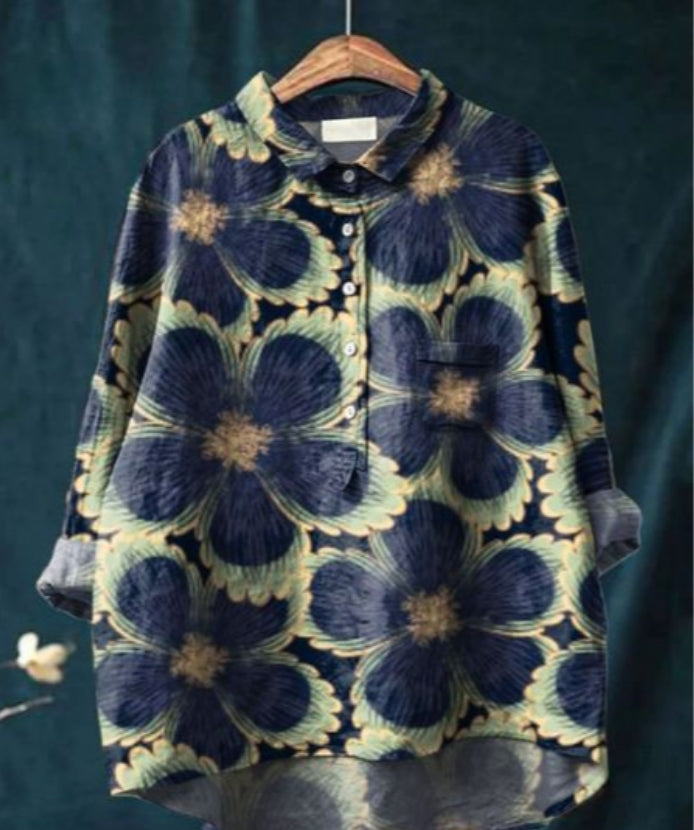 Chemise soie, imprimé floral, coupe flatteuse,  élégante et confortable.