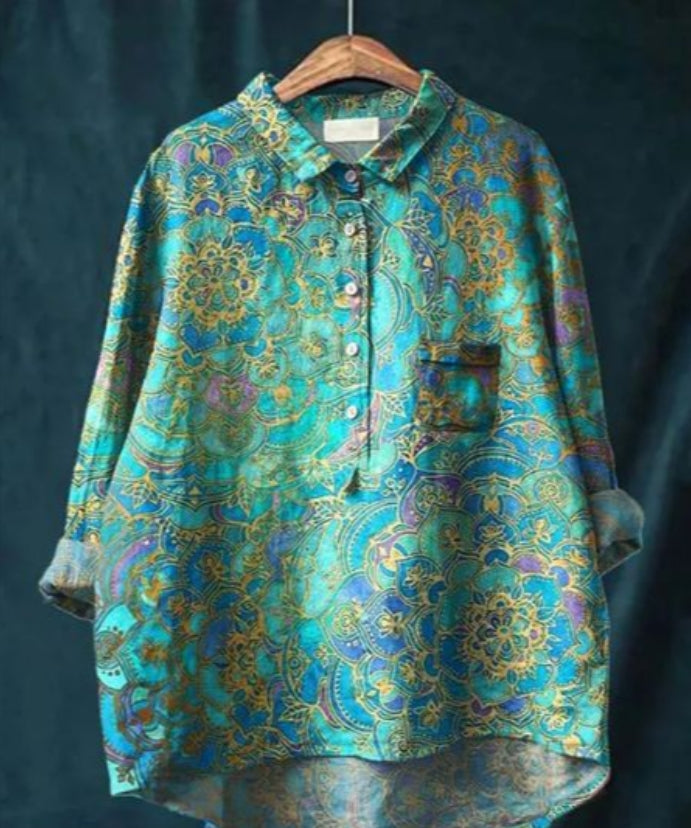 Chemise soie, imprimé floral, coupe flatteuse,  élégante et confortable.
