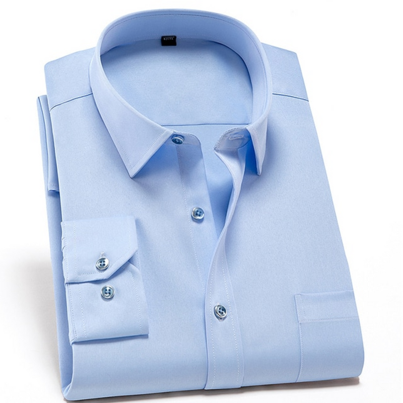 Chemise élégante homme stretch, ouverte au col, look décontracté chic et moderne, parfaite pour l'automne.