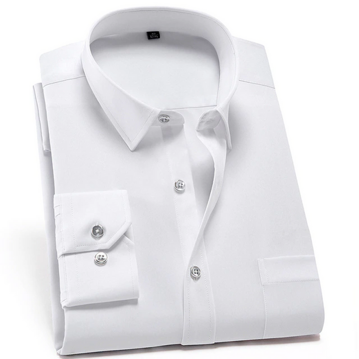 Chemise homme stretch anti-froissement pour style décontracté chic d'automne, confort et élégance masculine.