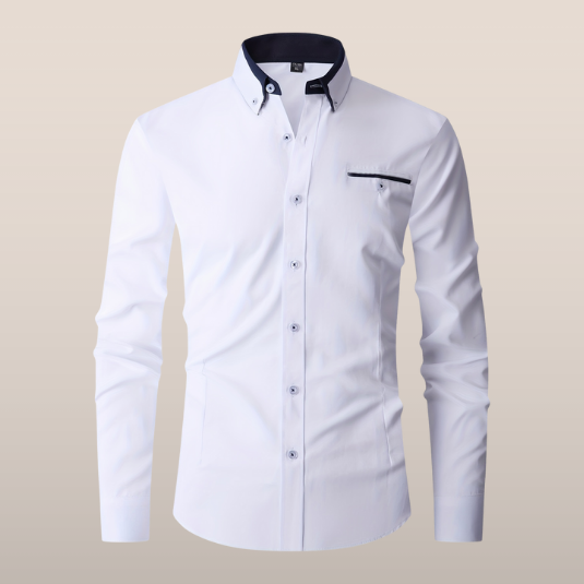 Chemise stretch moderne boutonnée pour homme, idéale affaires ou décontracté automne. Confort élégant garanti.